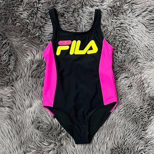 Fila Girl's Swim Suit | Black & Pink | Various Sizes